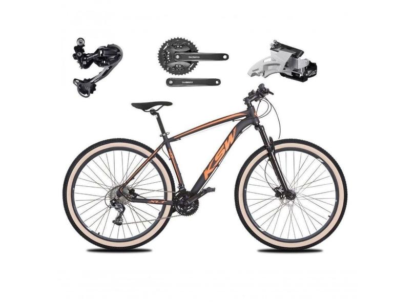 Bicicleta Aro 29 Ksw Xlt Deore E Altus 27v Freio Hidráulico Garfo Trava Pneu Faixa Bege - Preto-laranja Tam.17