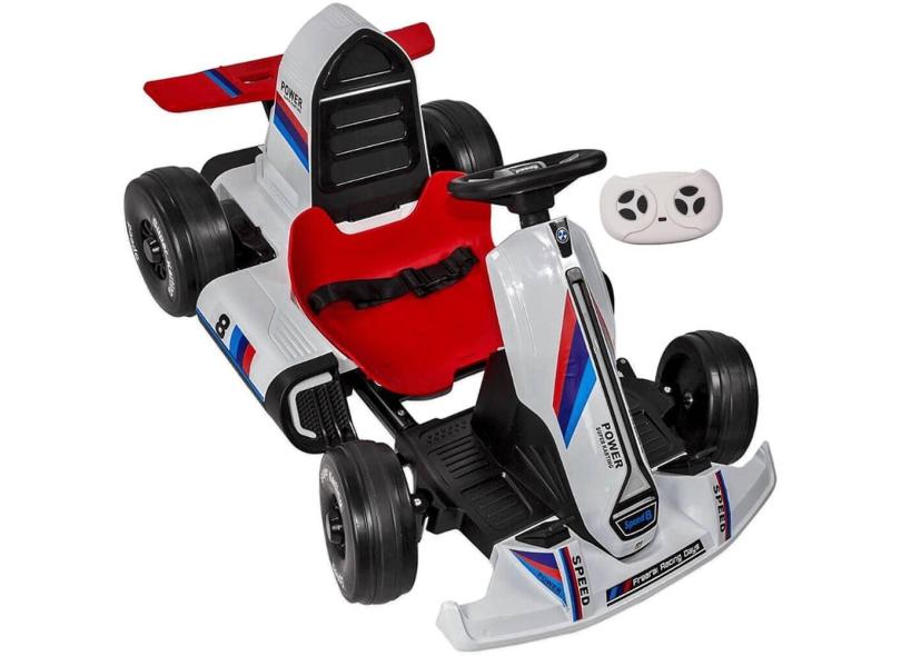 Mini Kart Infantil Elétrico c/ controle Bandeirante Branco 12V