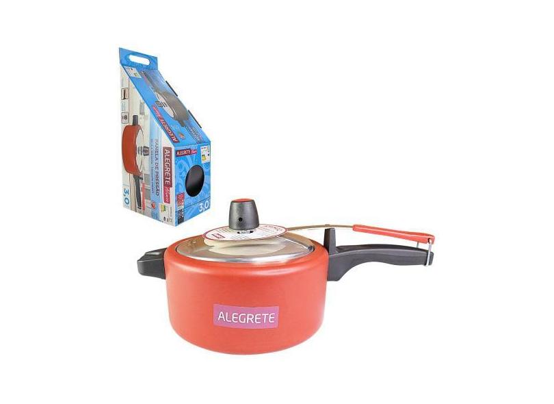 Panela De Pressão 3 Litros Pequenas Porções - Cor Cereja - Alegrete