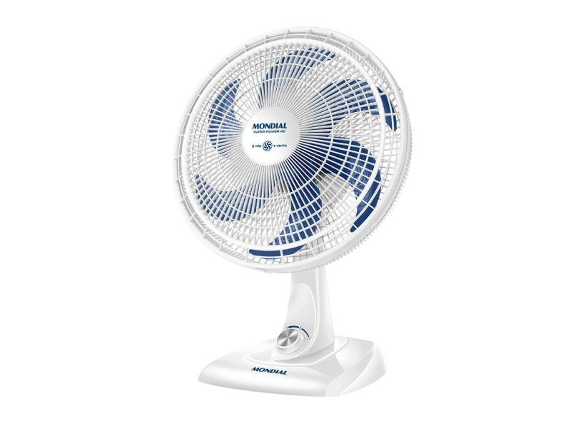 Ventilador De Mesa Mondial Super Power 6 Pás 140W 40Cm Branco e Azul VSP-40-W - 220V