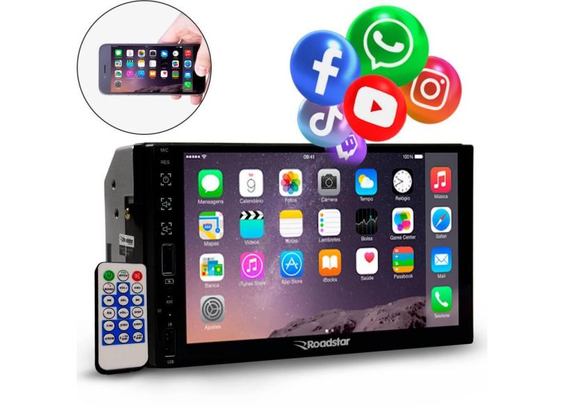 Central Multim Dia Mp Roadstar Polegadas Espelhamento Bluetooth Usb Sd R Dio Rs Mp Br Com