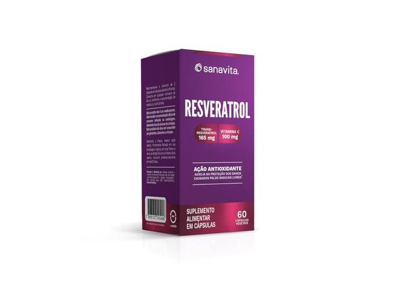 Resveratrol (165 mg) Sanavita Vegano Vitamina C Antioxidante 60 caps
