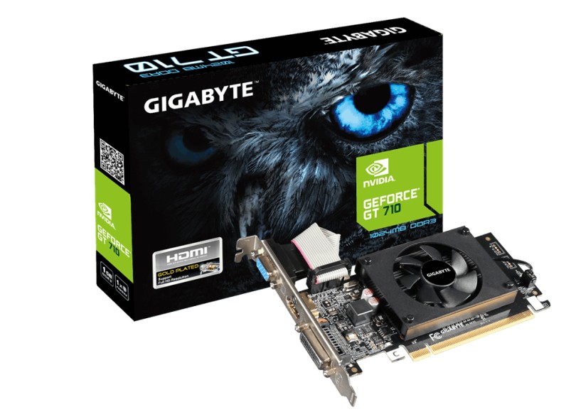 Placa de Video NVIDIA GeForce GT 710 1 GB DDR3 64 Bits Gigabyte GV-N710D3-1GL
