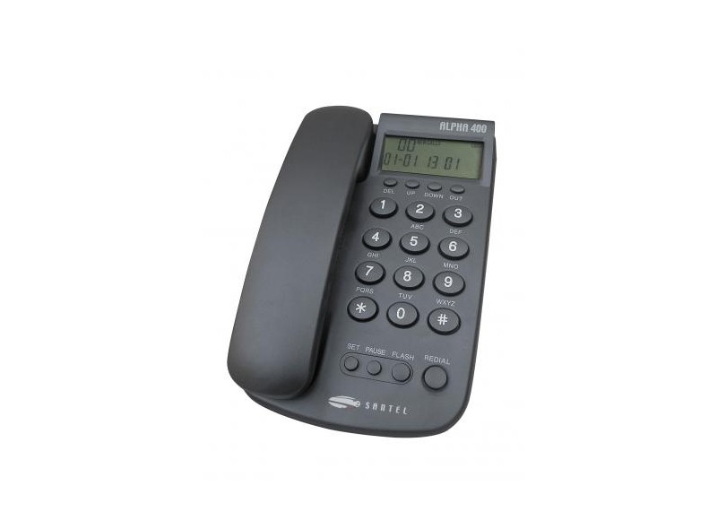 Telefone com fio Santel Alpha 400 com identificador de chamadas.