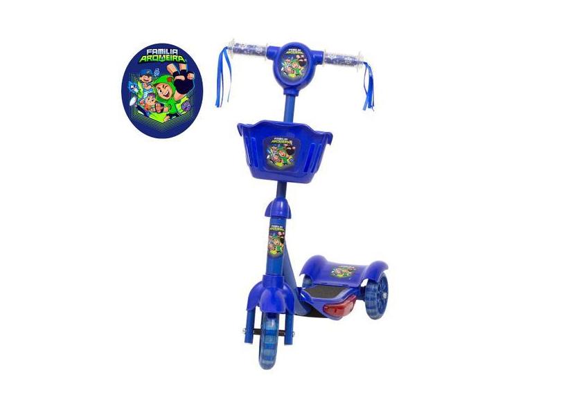 Patinete Infantil 3 Rodas Cestinha Família Arqueira Azul - Toys 2U