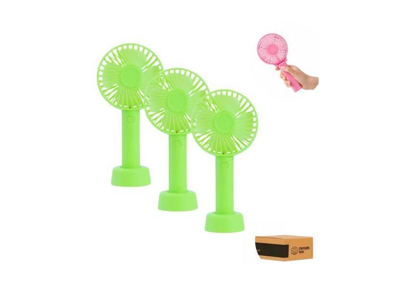 Kit 3 Mini Ventilador Portatíl Usb De Mão Mesa Maquiagem Recarregavel 