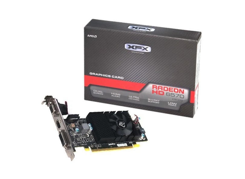 Placa de Video ATI Radeon HD 6570 2 GB DDR3 128 Bits XFX HD-657X-2NL2