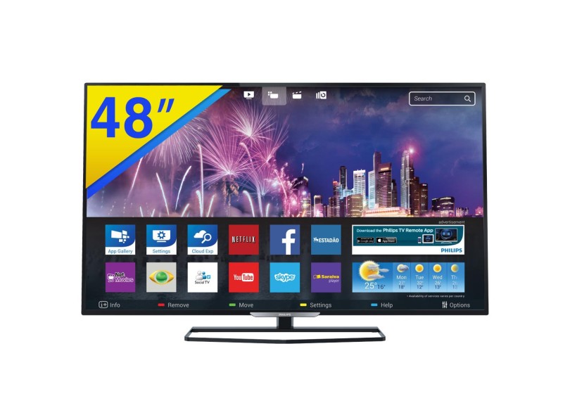 TV LED 48" Smart TV Philips Série 5500 Full HD 3 HDMI 48PFG5509