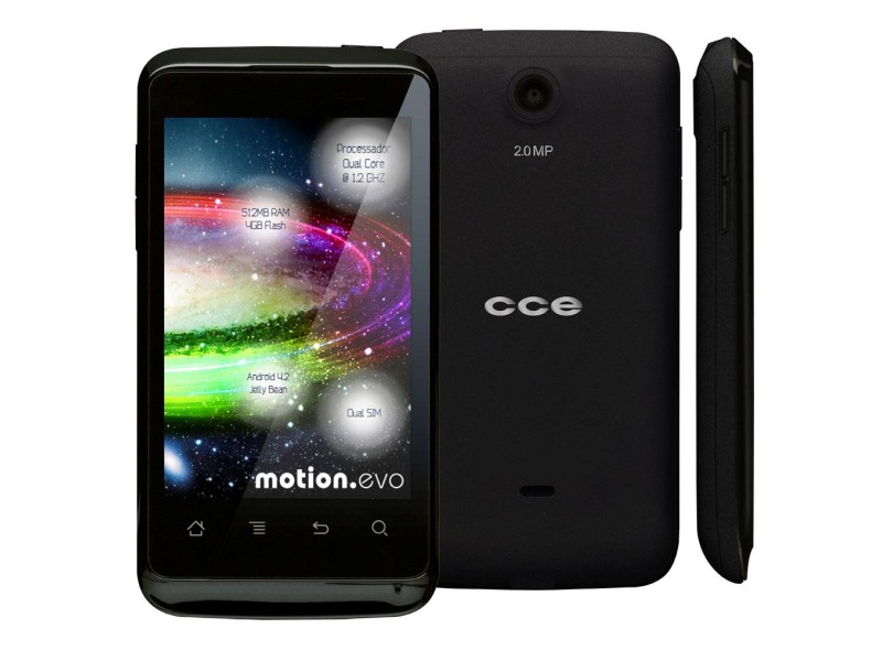 Smartphone CCE Motion Plus SK352 Câmera 2,0 MP 2 Chips 4GB Android 4.2 (Jelly Bean Plus) Wi-Fi 3G