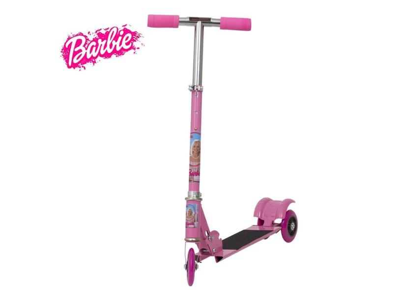 Patinete Barbie Feminino 3 Rodas Rosa Resistente Dobrável