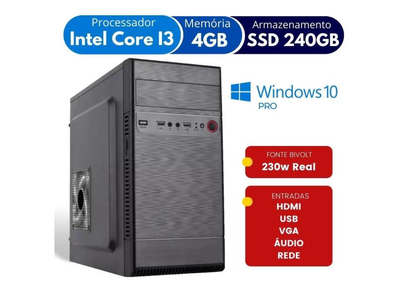 Computador Alphapc Intel Core I3 4 Gb Ssd 240 Windows 10 Pro