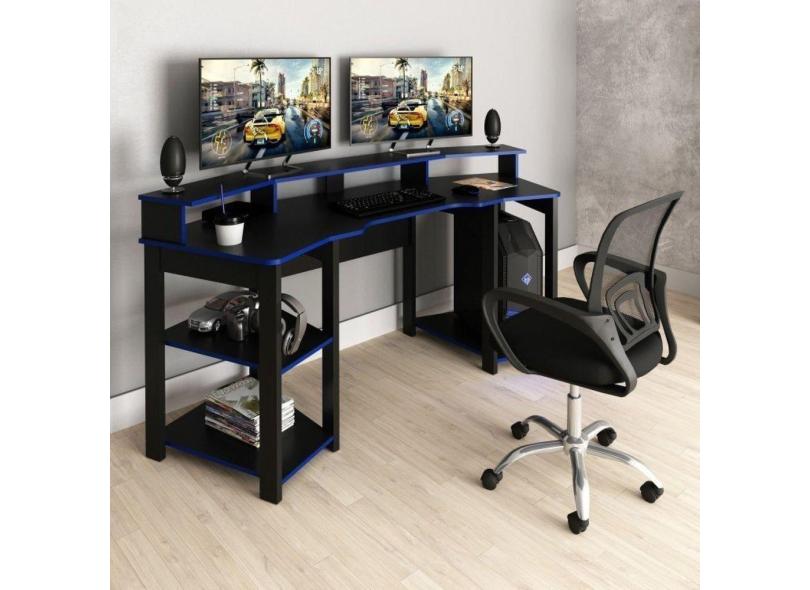 Mesa Gamer Me4167 com Cadeira Diretor Tela Mesh Tok 3310 Preto/Azul