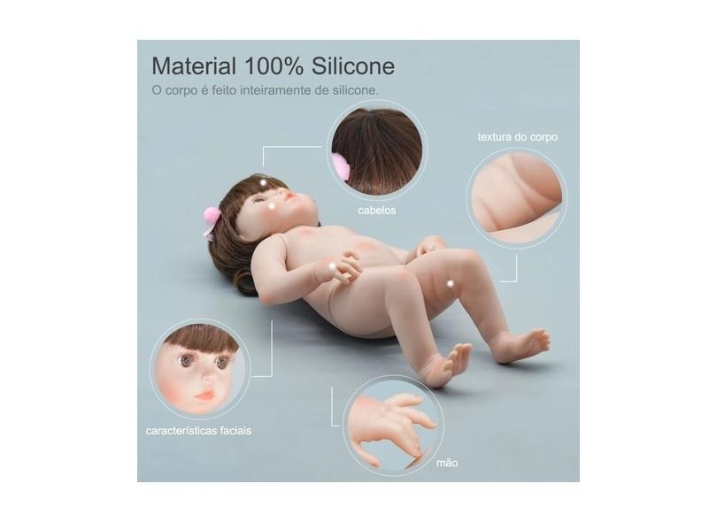 Boneca Bebe Reborn Silicone Girafinha Menina 48cm Realista