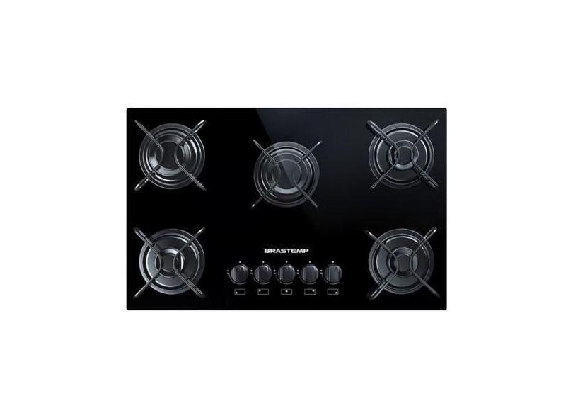 Cooktop A Gás 5 Bocas Metal E Vidro 73x46x8.6cm - Brastemp, Prata, 220