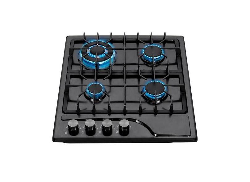Fogão a gás de 4 queimadores, 61 cm LPG/NG com dupla queda de combustível no topo do fogão a gás, ignição eletrônica de aço inoxidável para apartamento, ao ar livre, trailer