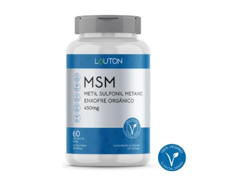 MSM (Enxofre orgânico) Vegano Lauton 450mg 60 cápsulas Beleza da pele e