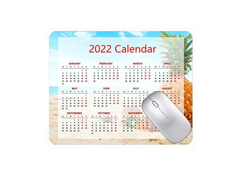 Mouse pad calendário 2022, fonte HD, mouse pad para jogos, verão, praia, abacaxi, óculos de sol, base de borracha antiderrapante