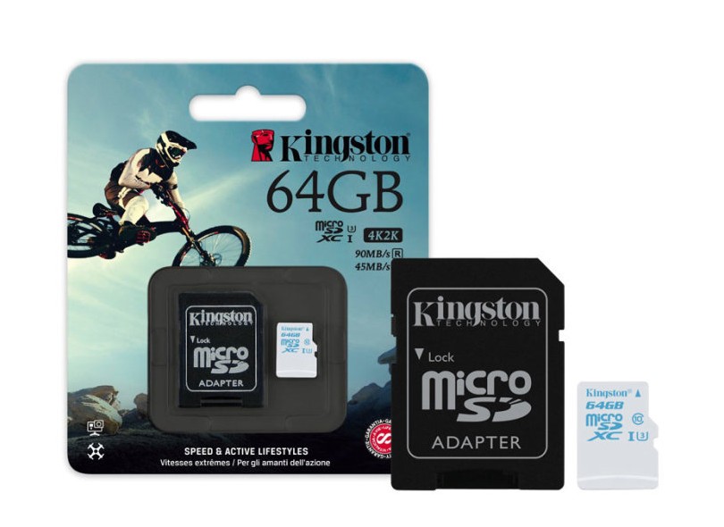 Cartão de Memória Micro SDXC com Adaptador Kingston 64 GB SDCAC/64Gb