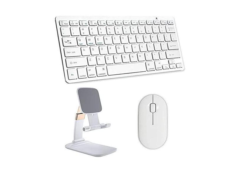 Teclado e Mouse Bluetooth, Suporte para iPad Mini 6 - Branco