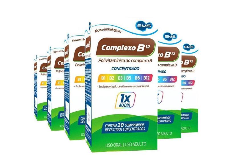 Kit 6 Complexo B Concentrado Com 20 Comprimidos Cada Ems Com O Melhor ...