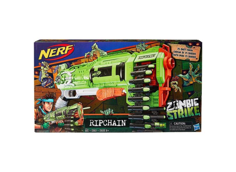 Lança Dardo Nerf Zombie Ripchain Verde/Laranja Hasbro com o