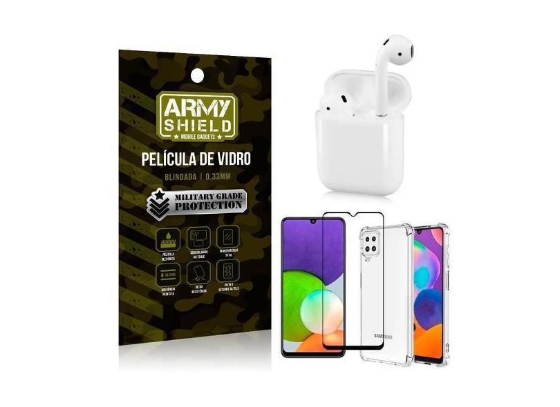 Fone Bluetooth Ly-122 Samsung A22 4G + Capinha Anti Impacto + Película