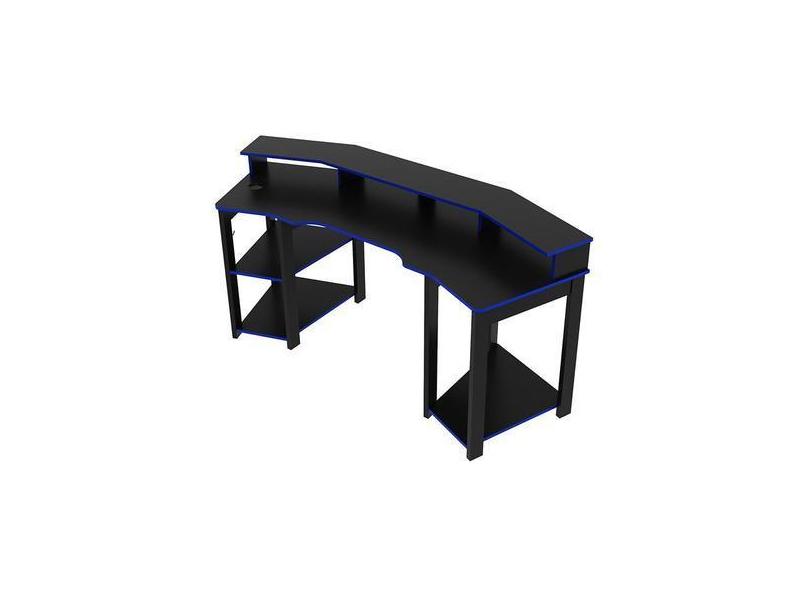 Mesa Gamer Para 2 Monitores 186,6X89,5X70 Cm Preto/Azul - Tecnomobili