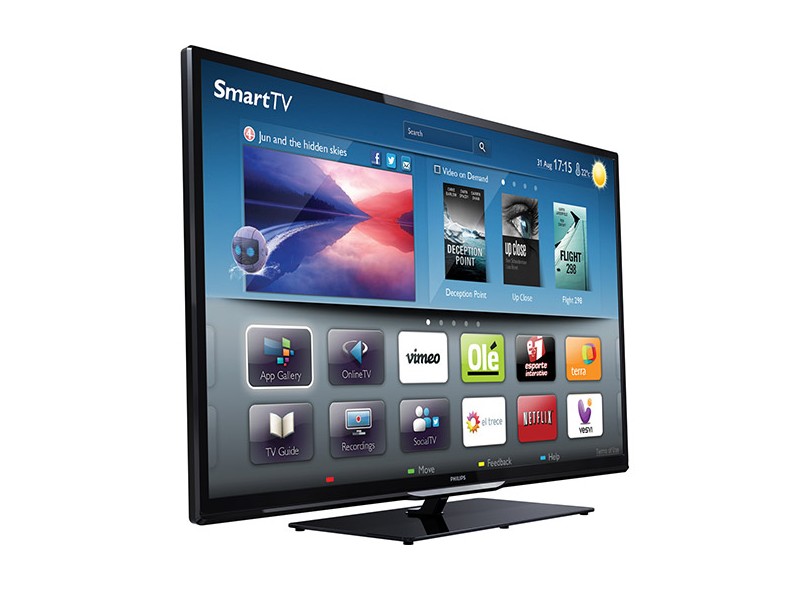 TV LED 39" Smart TV Philips Série 4000 Full HD 3 HDMI Conversor Digital Integrado e Interativo (DTVi) 39PFL4508G/78