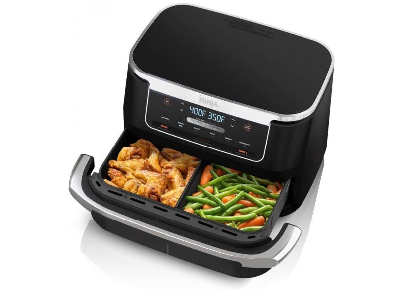 Fritadeira Elétrica Air Fryer 6 em 1, 7 Litros com Divisor de Cesta para Proteínas Grandes e Refeições Completas, 110V 1690W, Ninja DZ071, Preta