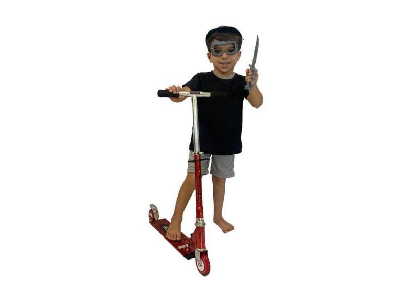 Patinete 2 Rodas Dobrável Alumínio + Fantasia Kit Policial - Dm Toys