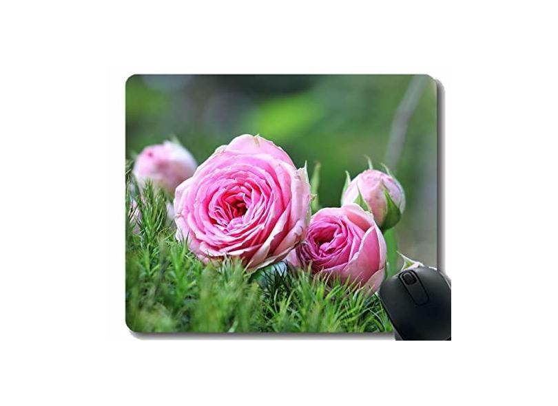 Mouse pad com borda de bloqueio, mouse pad de borracha com botões de flores de rosas