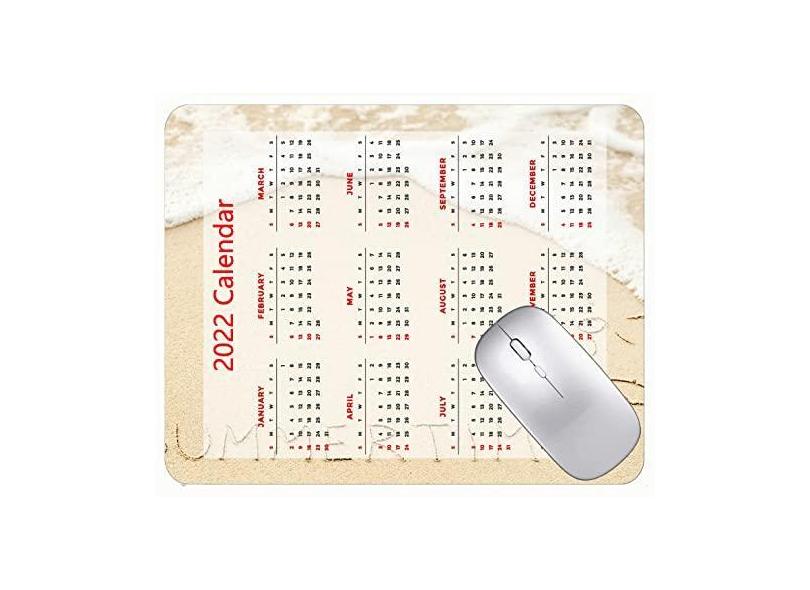 Mouse pad de calendário 2022 para jogos, mouse pad Summer Time Beach Waves