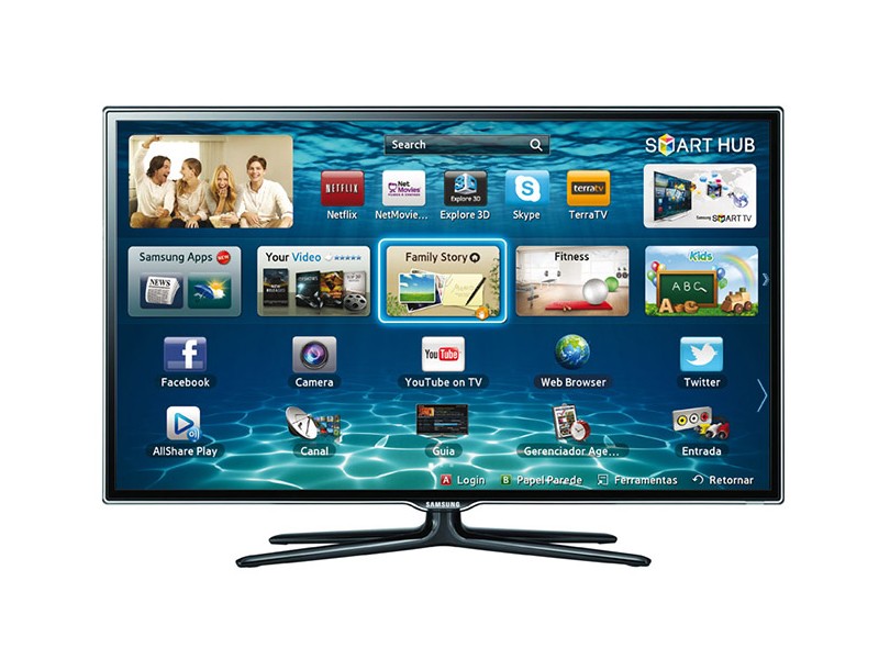 TV LED 46" Smart TV Samsung 3D Full HD 3 HDMI Conversor Digital Integrado UN46ES6500