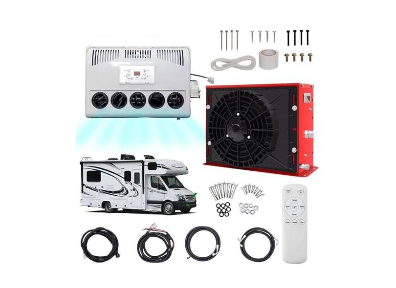 Ar Condicionado Split Rv 12v/24v (Volume De Ar De 450m³/H), 850w Kit De Ar Condicionado Split Para Estacionamento, Silencioso, Para Campistas,Rvs,24V-Red