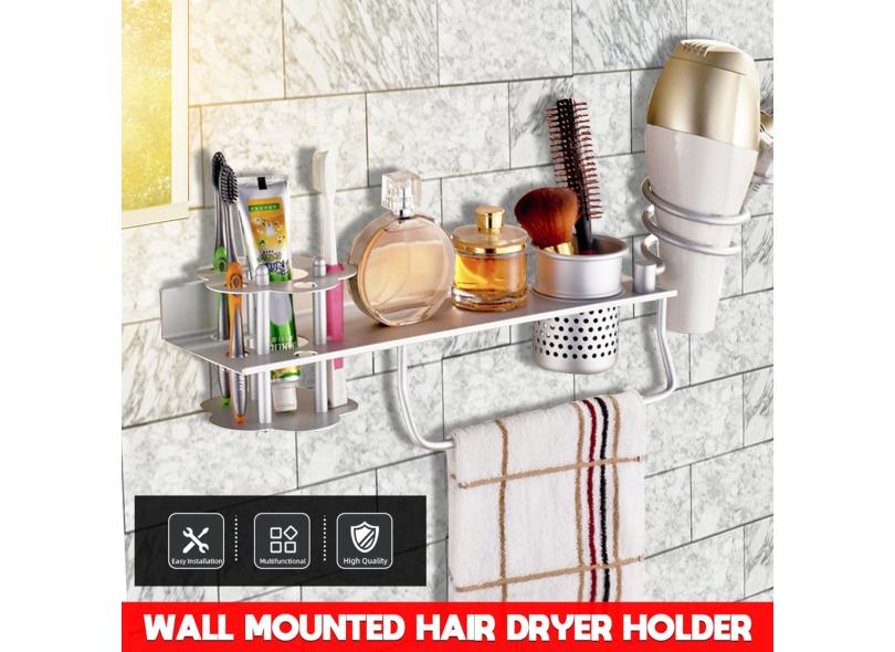 Suporte para secador de cabelo montado na parede