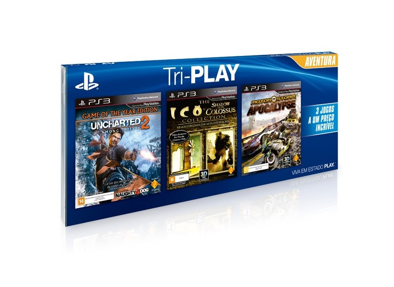 Jogo Uncharted 2, Ico &amp; Shadow of the Colossus, MotorStorm Apocalypse Sony PlayStation 3
