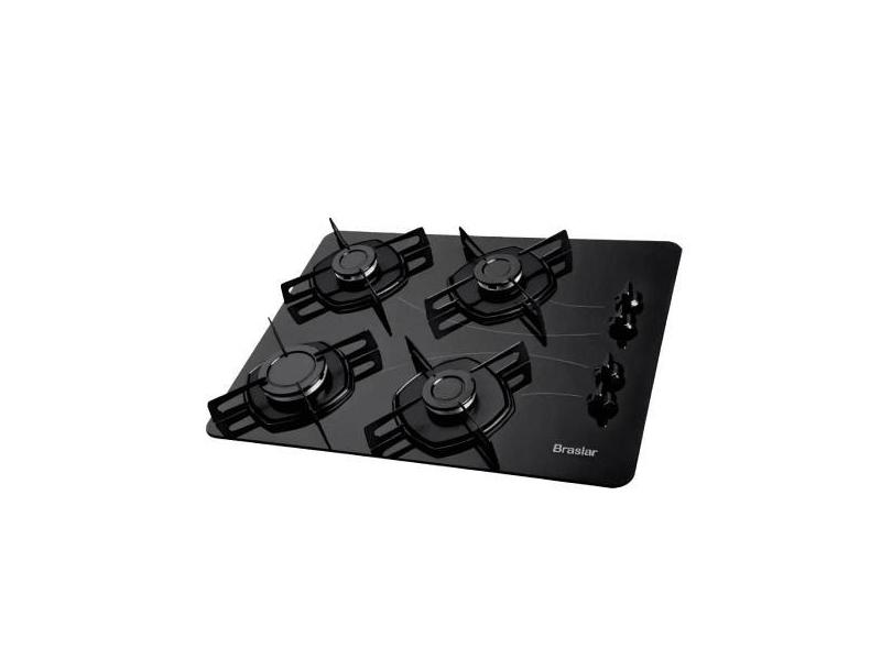 Cooktop à Gás Braslar Pop 4 Bocas Mesa Vidro Super-Automático-Preto  