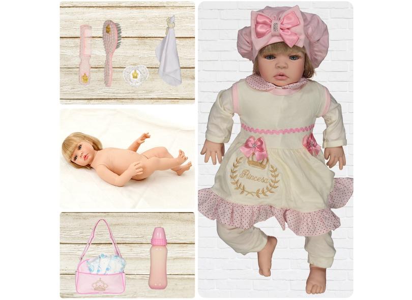 Bebe Reborn Realista Girafinha Menina De Silicone 48Cm Olhos Castanhos em  Promoção é no Buscapé