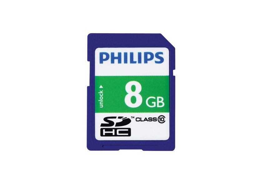 Cartão de Memória Micro SDHC com Adaptador Philips 8 GB CL10 FM08MA45B