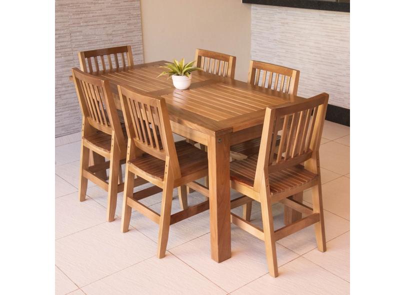 Conjunto Mesa Jantar Ripada 1,60m 6 Cadeiras Confort Madeira