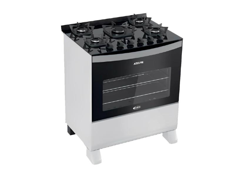 Fogão a Gás Clarice Azzure 5 Bocas Branco Mesa Vidro Easy Clean-Bivolt