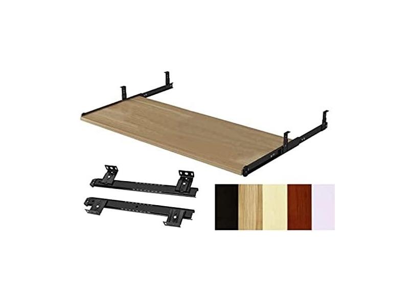 Bandeja de teclado de madeira de 5 cores sob a mesa deslizante, prateleira de teclado deslizante/suporte de bandeja, gaveta de suporte de teclado ajustável em altura, prateleiras de armazena