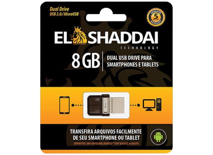 Pen Drive El Shaddai 8 GB USB 2.0 Micro USB OTG Dual Drive