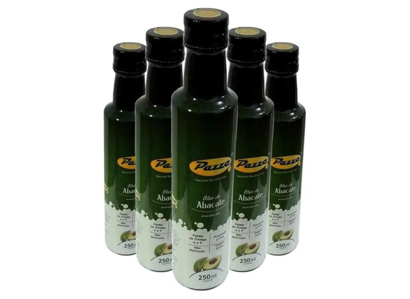 Kit 5 Óleo Azeite de Abacate Extra Virgem Pazze 250ml