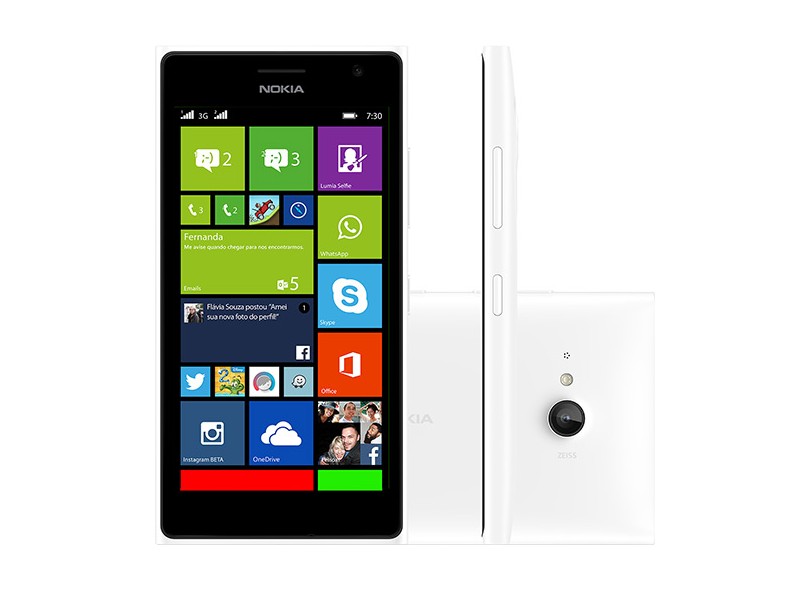 Smartphone Nokia Lumia 730 Câmera 6,7 MP 2 Chips 8GB Windows Phone 8.1 Wi-Fi 3G