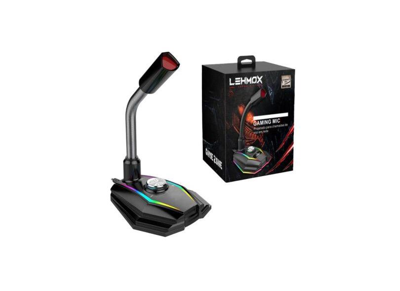 Microfone Gamer Rgb Mesa Usb Gaming Plug&Play Lehmox Jogos