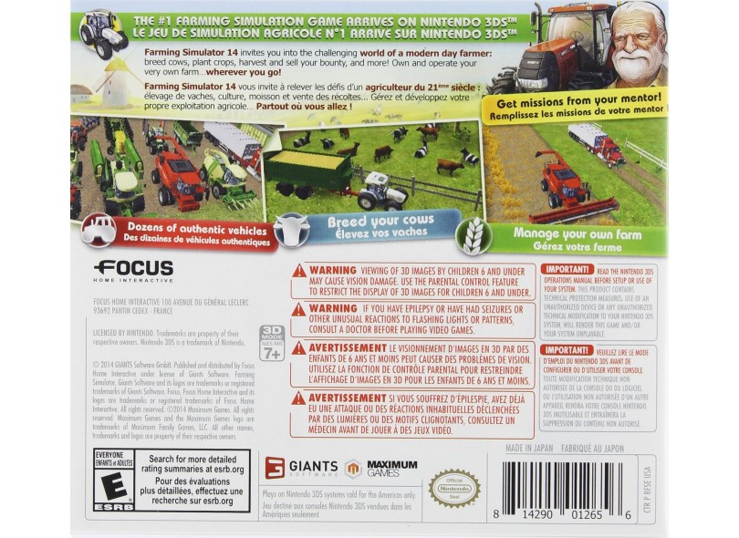 Jogo Farming Simulator 14 Focus Nintendo 3DS