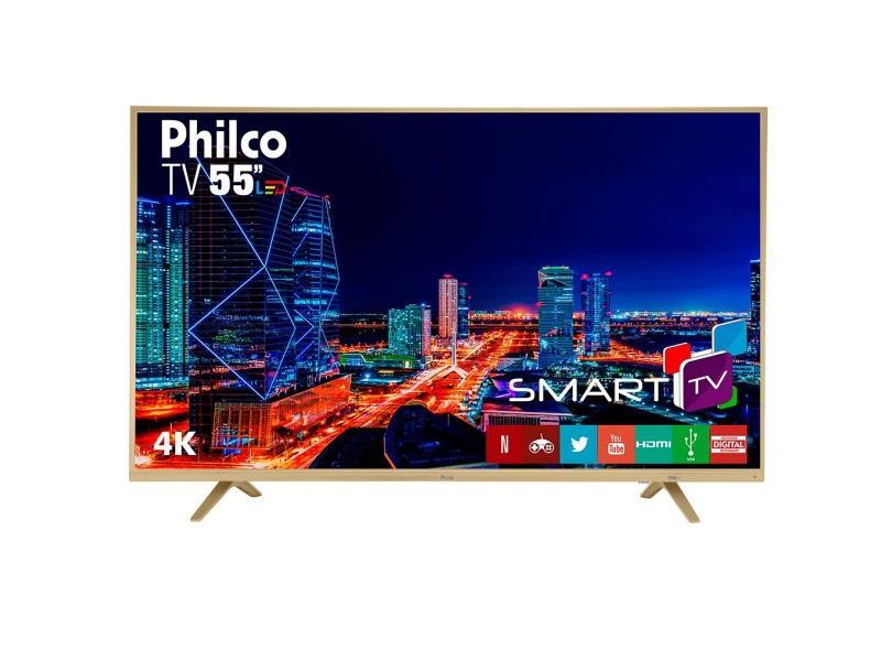 Smart TV TV LED 55" Philco 4K Netflix PTV55U21DSWNT 3 HDMI