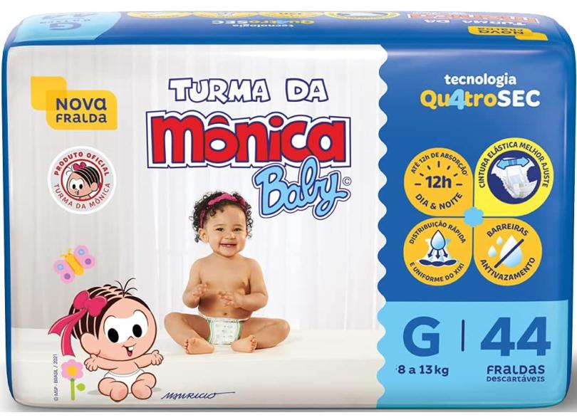 Fralda Turma da Mônica Baby Quatrosec G 44 Und 8 - 13kg