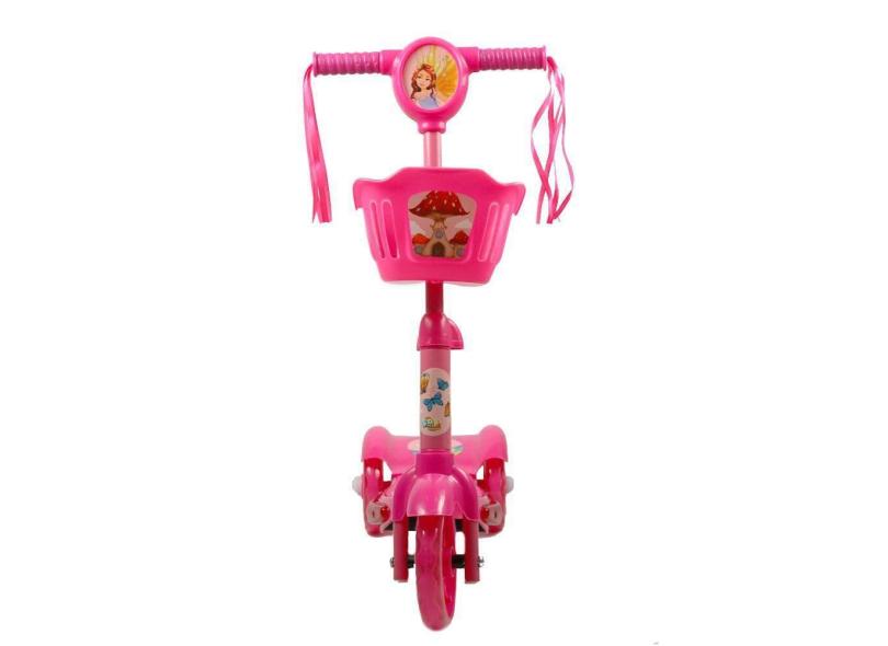 Patinete Para Criança Com 3 Rodas Musical Com Luzes Rosa